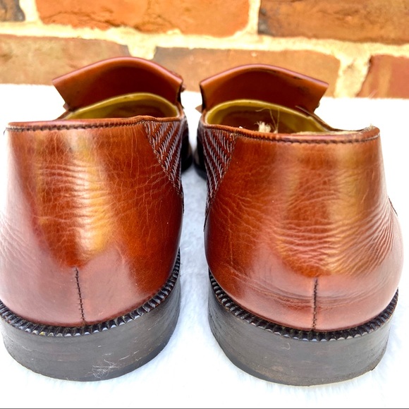 COLE HAAN Walnut Leather Woven Tasseled Loafer - Picture 7 of 8